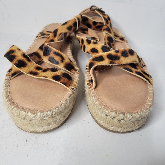 Madewell The Malia Espadrille Sandal in Leopard Calf Hair SZ 9 - Picture 3 of 7